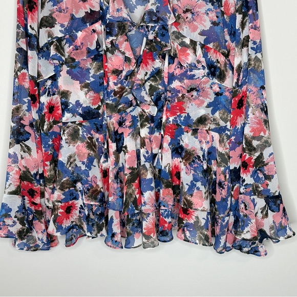 Misa Los Angeles Blouse Misa Damaris Top Size Large Tie Dye Floral Pink Blue - Picture 7 of 14